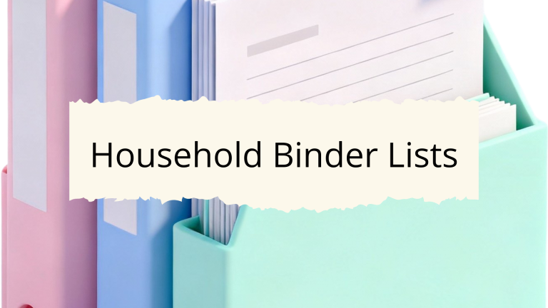 lists to keep in a household binder