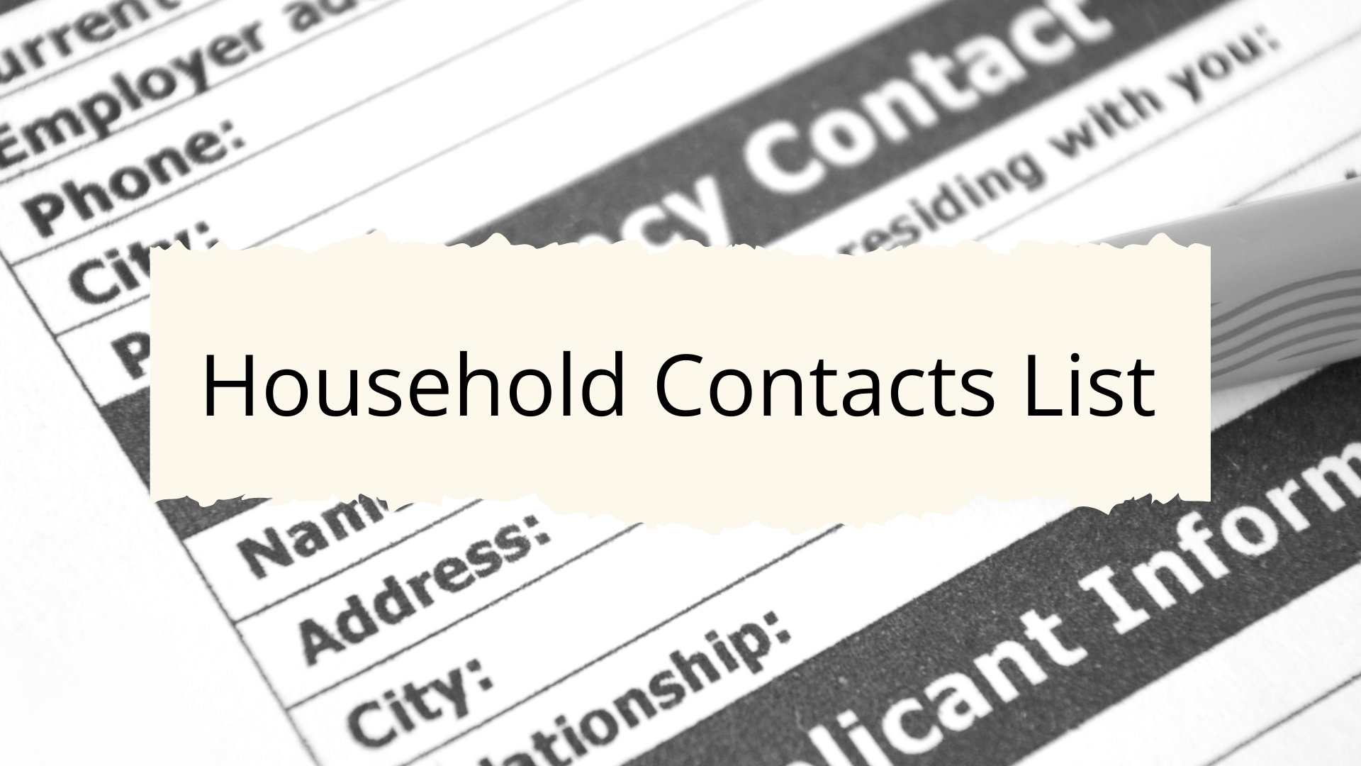 Important Contacts Master List