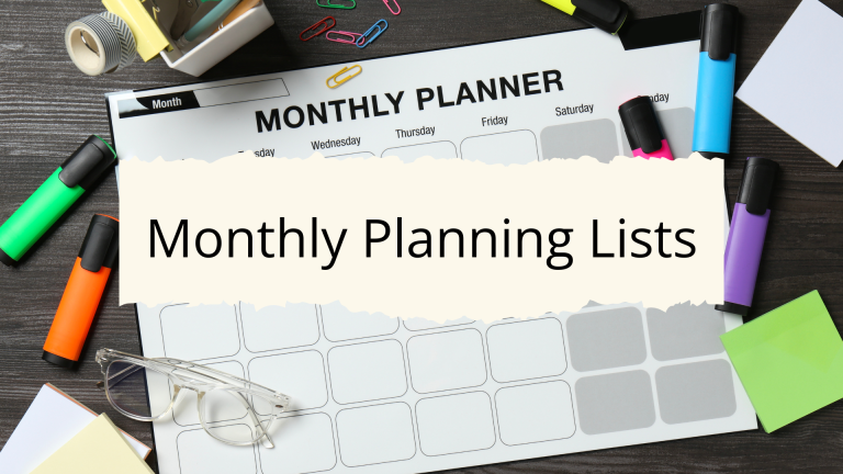 Monthly Planning Lists