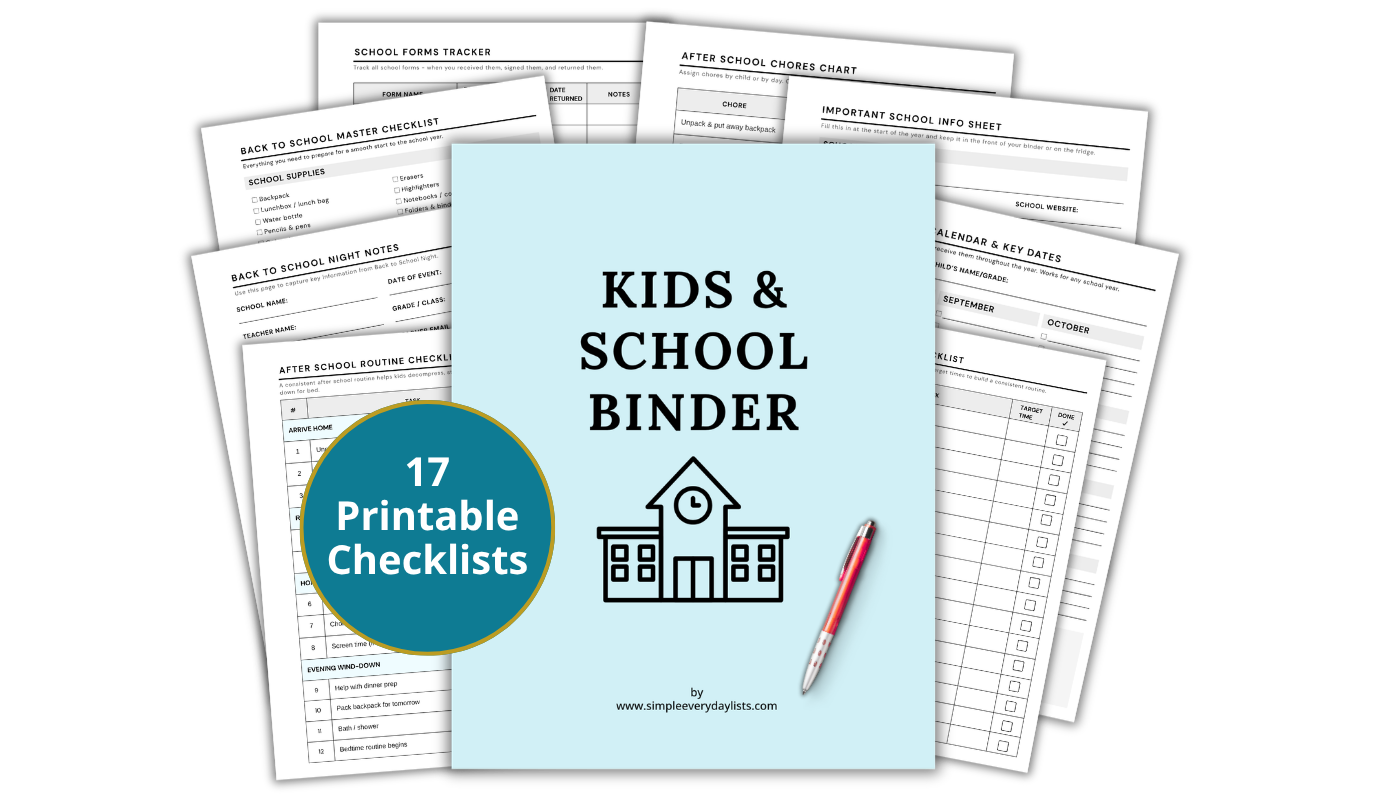School Binder printable mockup
